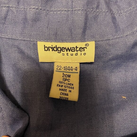 Bridgewater Studio Womens Blue Linen Button-Up Shirt With Pockets - Size 20W - Picture 5 of 5